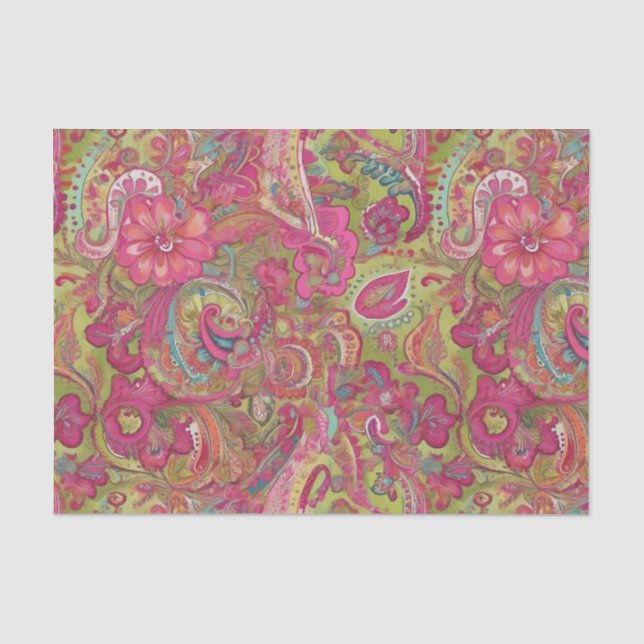 Papier Mousseline Papier de papier de tissu de chaux vert et rose (Recto)