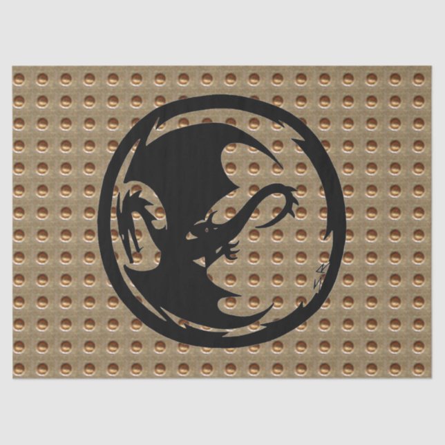 Papier Mousseline Papier de papier de tissu en or Dragon Noir (Recto)