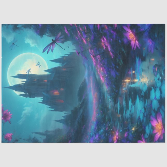 Papier Mousseline Papier de papier de tissus de château de libellule (Recto)