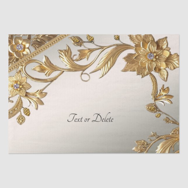 Papier Mousseline Papier de papier de tissus fleuri Feuille Golden W (Recto)