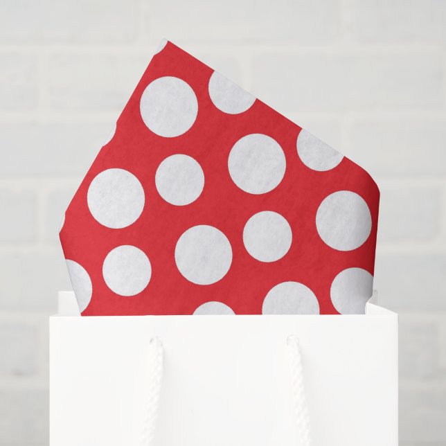 Papier Mousseline Papier de papier motif à pois blanc rouge (Sac cadeau)