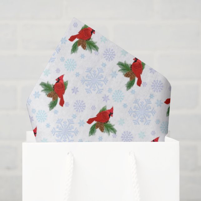 Papier Mousseline Papier de papier motif du cardinal de Noël (Sac cadeau)