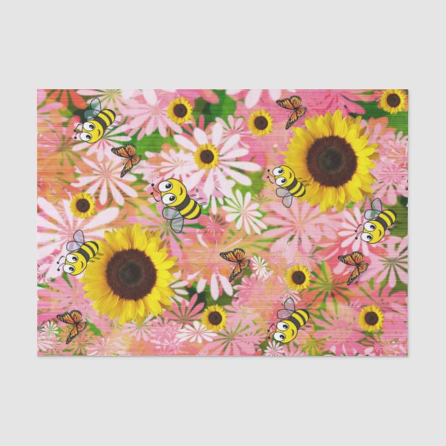 Papier Mousseline Papier de papier Tissu Bumblebee de tournesol (Recto)