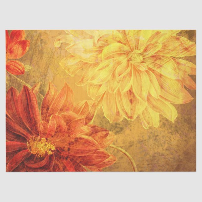 Papier Mousseline Papier de papier tissu de découpage orange floral (Recto)