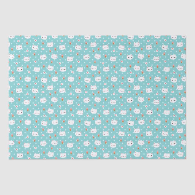 Papier Mousseline Papier de papier tissu Motif de chats mignons et d (Recto)