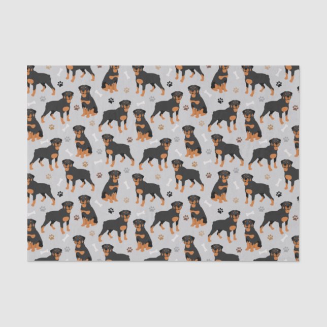 Papier Mousseline Papier de papier tissu Rottweiler Dog Bones and Pa (Recto)