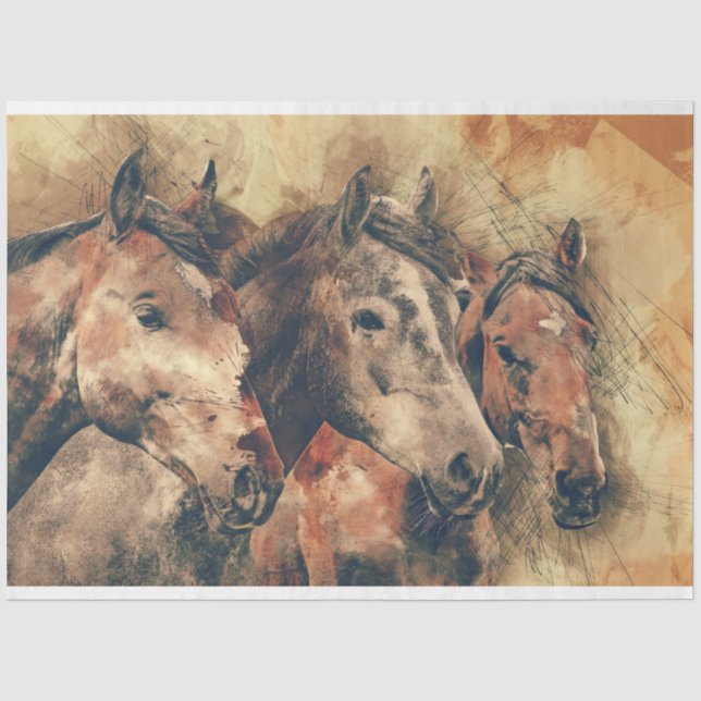 Papier Mousseline papier de tissu à trois chevaux (Recto)