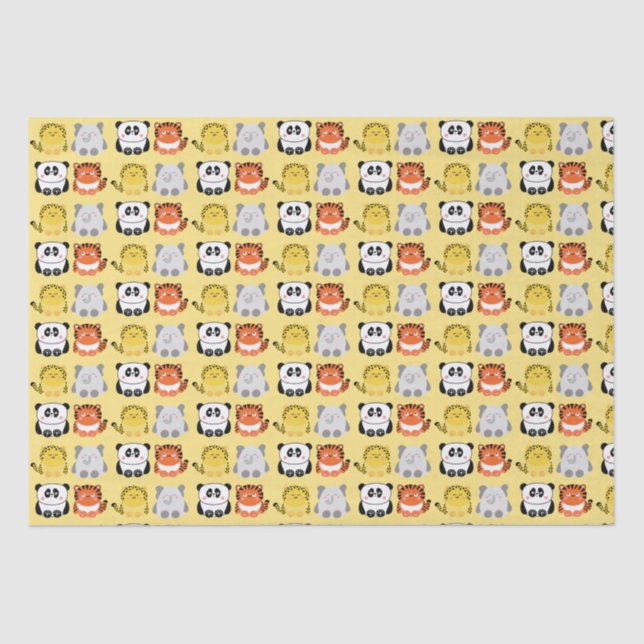 Papier Mousseline Papier de tissu animal de style kawaii (Recto)