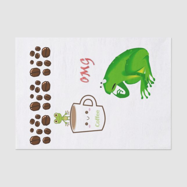 Papier Mousseline Papier de Tissu Café Haricots Addict Grenouille (Recto)