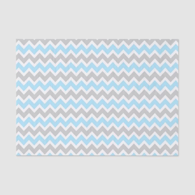 Papier Mousseline Papier de tissu Chevron gris bleu / baby shower ga (Recto)