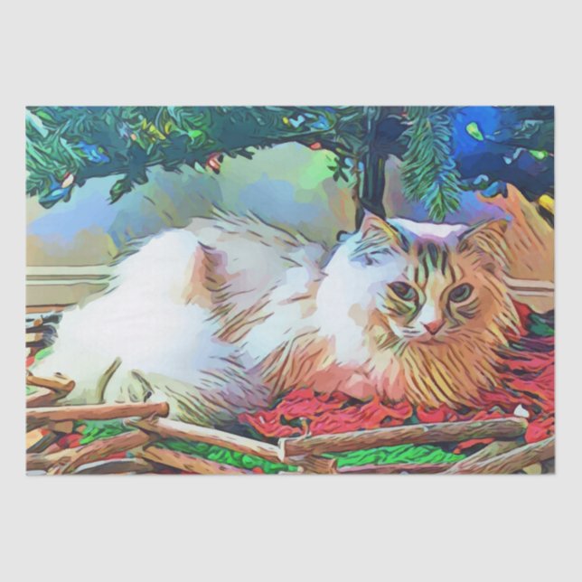 Papier Mousseline papier de tissu de chat de noël (Recto)