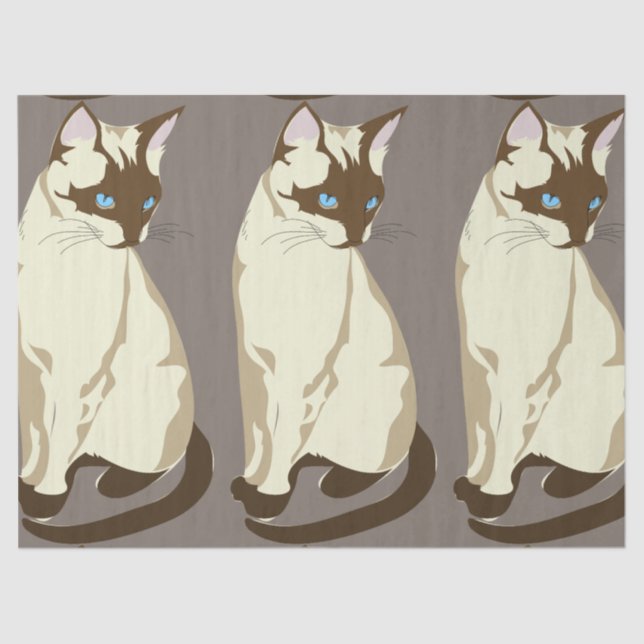 Papier Mousseline Papier de tissu de chats siamois (Recto)
