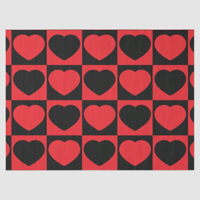 Papier Mousseline papier de tissu de coeur noir et rouge (Recto)