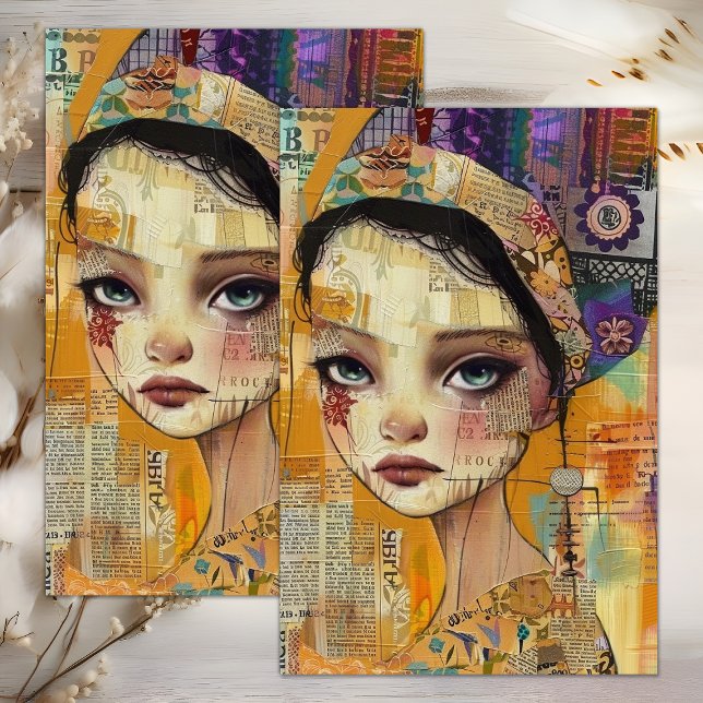 PAPIER MOUSSELINE PAPIER DE TISSU DE DÉCOUPAGE DE MÉDIAS MIXTES POUR (BOHO GIRL MIXED MEDIA DECOUPAGE TISSUE PAPER)