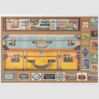 Papier Mousseline Papier de tissu de découpage de valise vintage