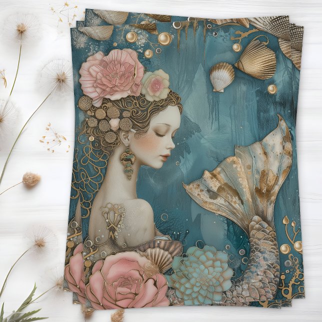 PAPIER MOUSSELINE PAPIER DE TISSU DE DÉCOUPAGE MERMAID (MERMAID DECOUPAGE TISSUE PAPER)
