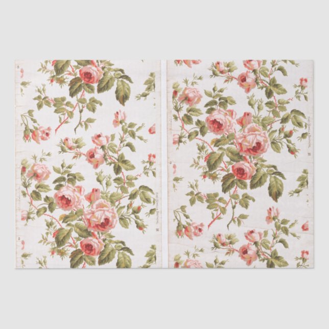 PAPIER MOUSSELINE PAPIER DE TISSU DE DÉCOUPAGE : PAPIER FLORAL VINTA (Recto)