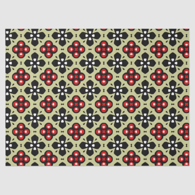 Papier Mousseline papier de tissu de fleurs géométriques (Recto)