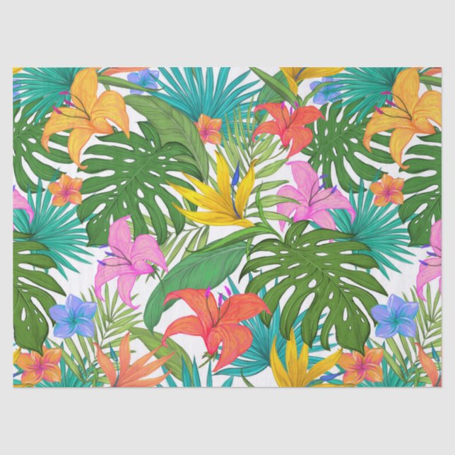 Papier Mousseline papier de tissu de fleurs tropicales (Recto)