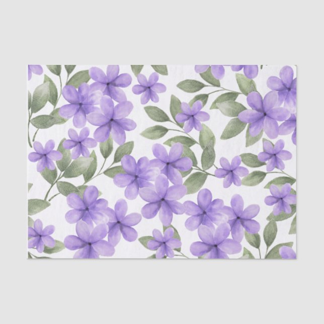 Papier Mousseline papier de tissu de fleurs violettes (Recto)