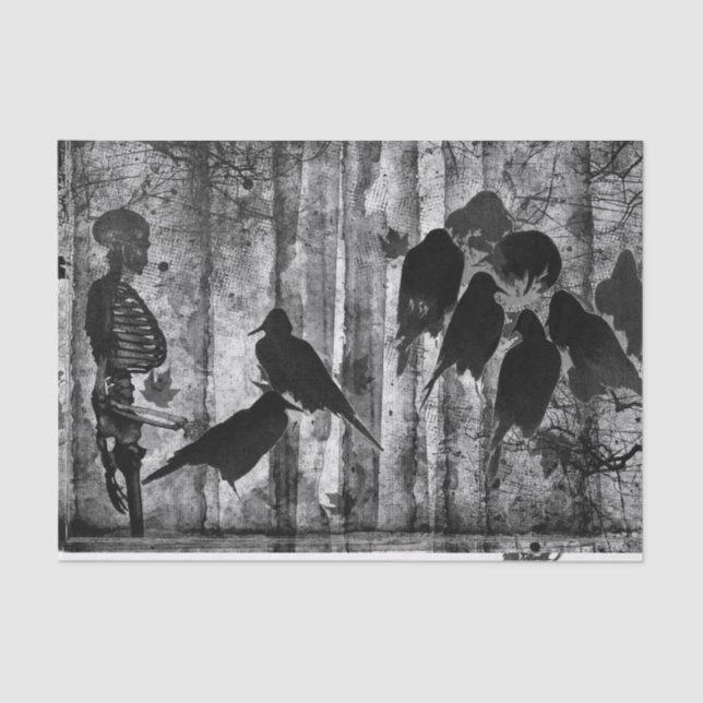 Papier Mousseline Papier de tissu de la CROW HALLOWEEN (Recto)