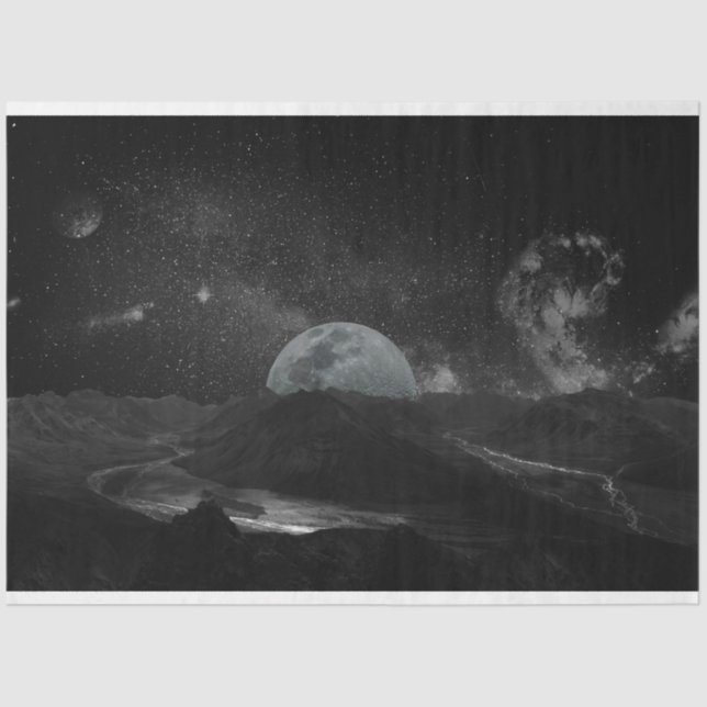 Papier Mousseline papier de tissu de l'univers de la lune (Recto)