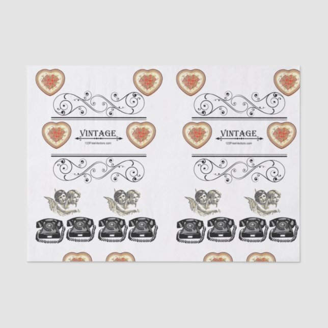 Papier Mousseline Papier de tissu décoratif photos vintages (Recto)