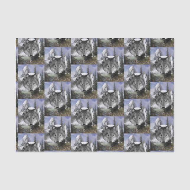 Papier Mousseline Papier de tissu décoratif Wolf (Recto)