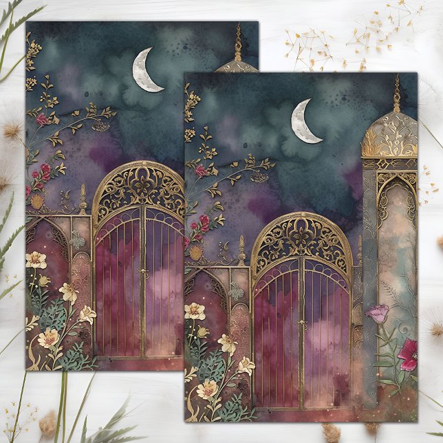 PAPIER MOUSSELINE PAPIER DE TISSU DÉCOUPABLE DE LA LUNE ET DU CHÂTEA (MOON AND CASTLE DECOUPAGE TISSUE PAPER)
