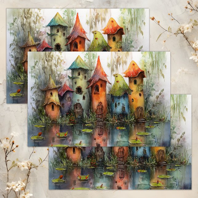 PAPIER MOUSSELINE PAPIER DE TISSU DÉCOUPAGE DE LA DÉCOUPAGE DU VILLA (WHIMSICAL FAIRY VILLAGE DECOUPAGE TISSUE PAPER)