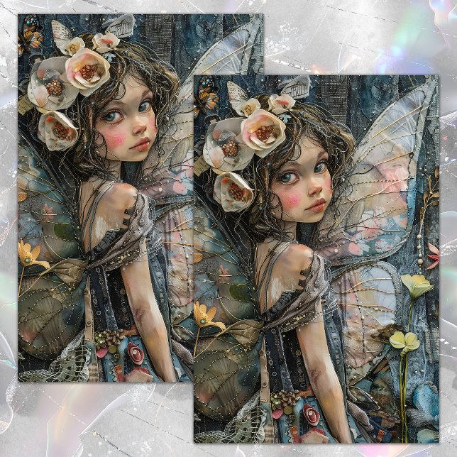 PAPIER MOUSSELINE PAPIER DE TISSU DÉCOUPAGE DE LA FILLE DE FLEURS FA (FLOWER FAIRY GIRL DECOUPAGE TISSUE PAPER)
