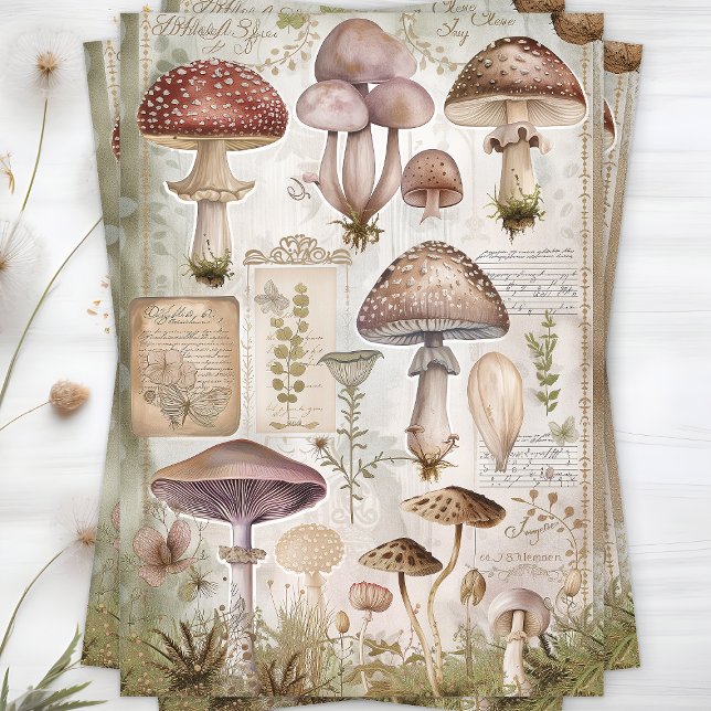 PAPIER MOUSSELINE PAPIER DE TISSU DÉCOUPAGE DES SALLES DE MUSÉE SAUV (WILD MUSHROOMS DECOUPAGE TISSUE PAPER)