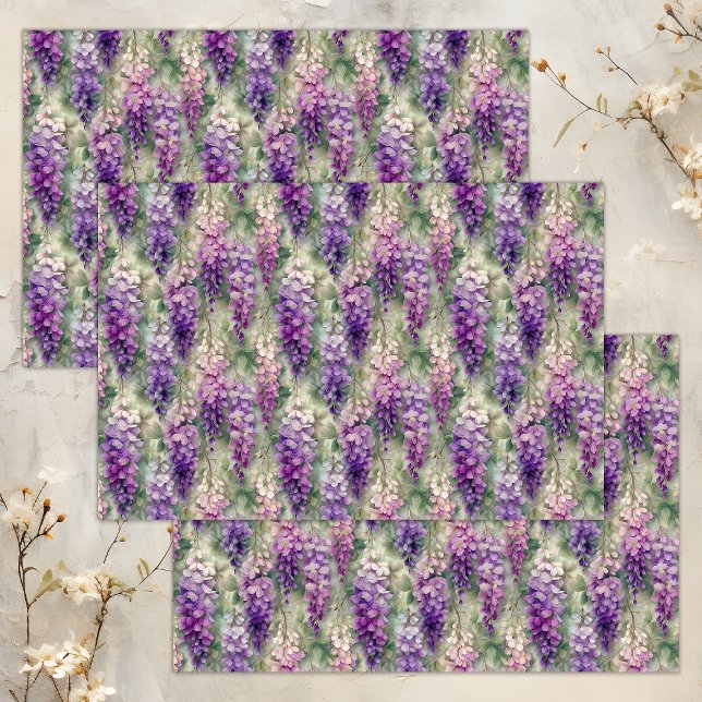 PAPIER MOUSSELINE PAPIER DE TISSU DÉCOUPAGE WISTERIA ROMANTIQUE (ROMANTIC WISTERIA DECOUPAGE TISSUE PAPER)