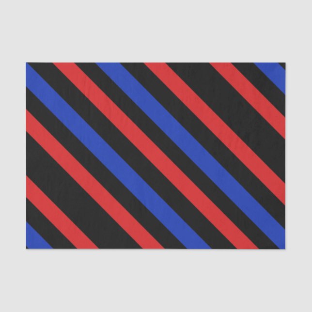 Papier Mousseline Papier de tissu Diagonal Rouge, noir et bleu (Recto)