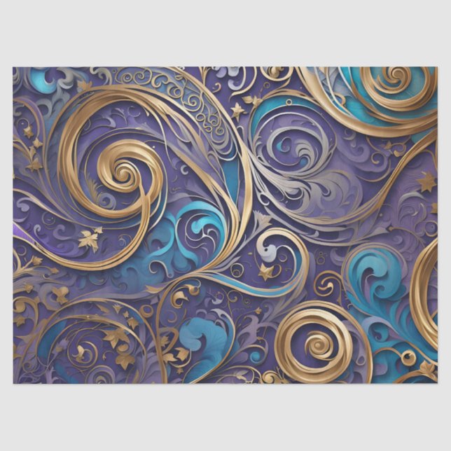 Papier Mousseline papier de tissu en spirales de filigree (Recto)