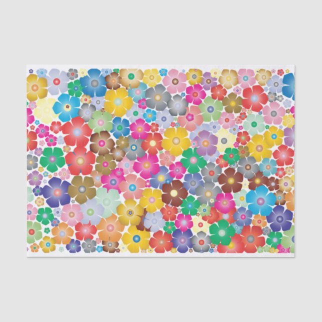 Papier Mousseline Papier de tissu fleur arc-en-ciel (Recto)