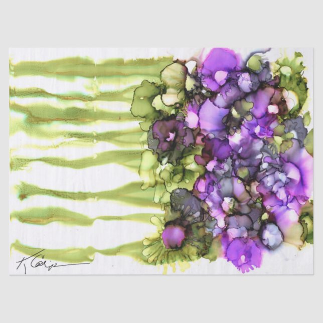 Papier Mousseline papier de tissu floral vibrant (Recto)