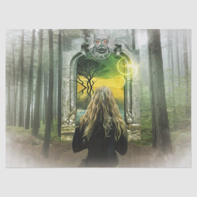 Papier Mousseline papier de tissu forestier enchanté (Recto)