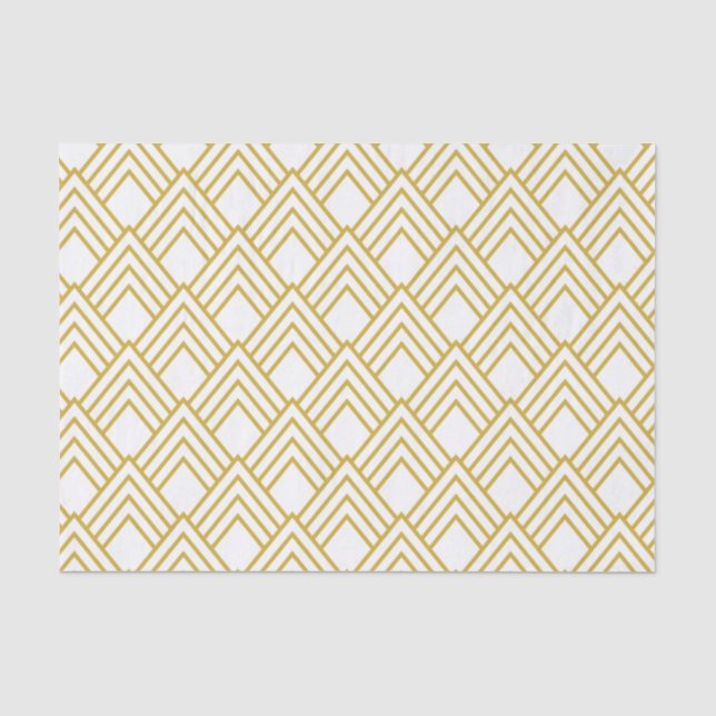 Papier Mousseline Papier de tissu géométrique, blanc et or Abstrait (Recto)