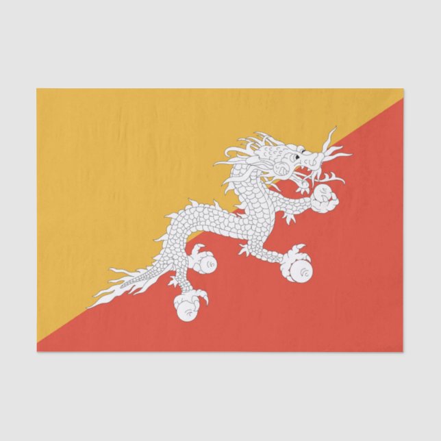 Papier Mousseline Papier de tissu patriotique avec drapeau du Bhouta (Recto)