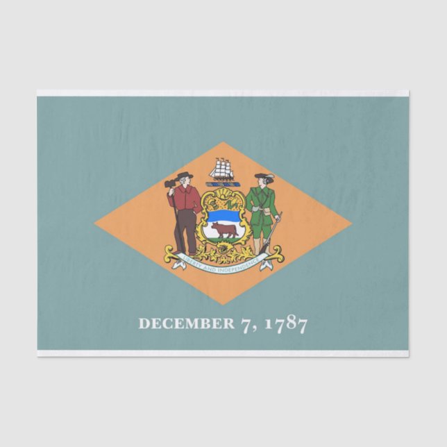 Papier Mousseline Papier de tissu patriotique avec drapeau du Delawa (Recto)