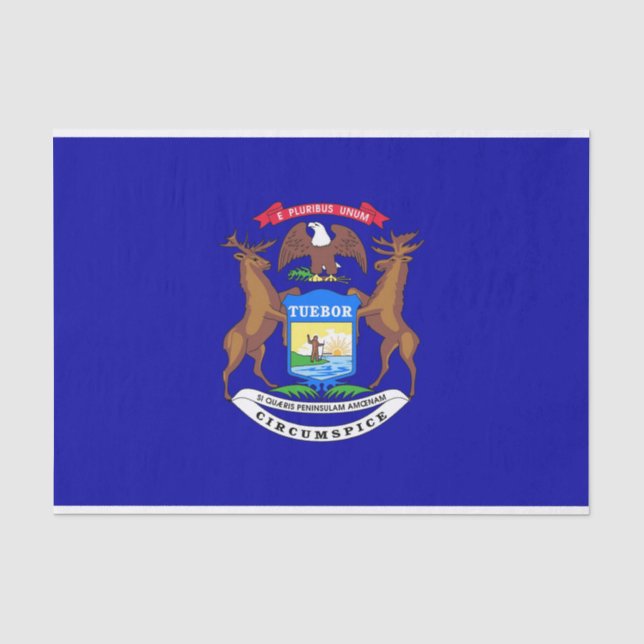 Papier Mousseline Papier de tissu patriotique avec drapeau du Michig (Recto)