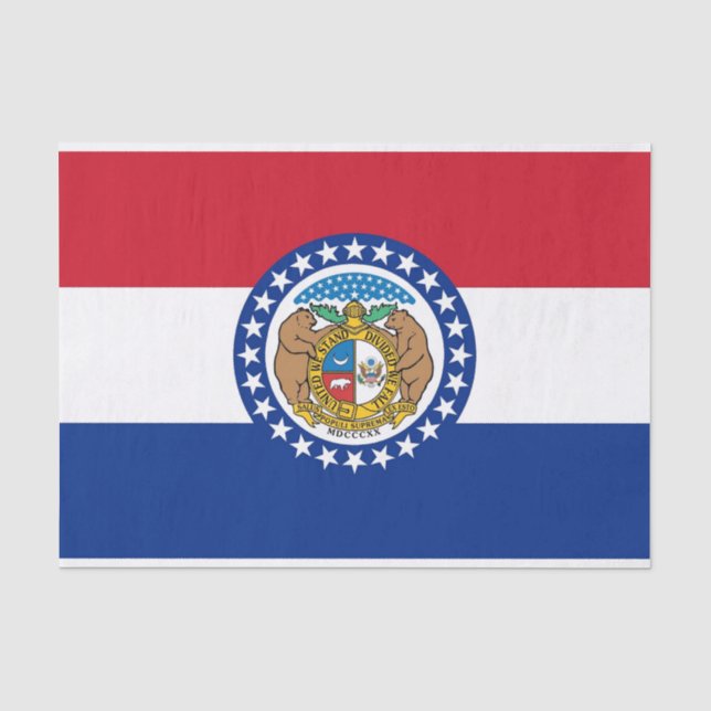 Papier Mousseline Papier de tissu patriotique avec drapeau Missouri, (Recto)