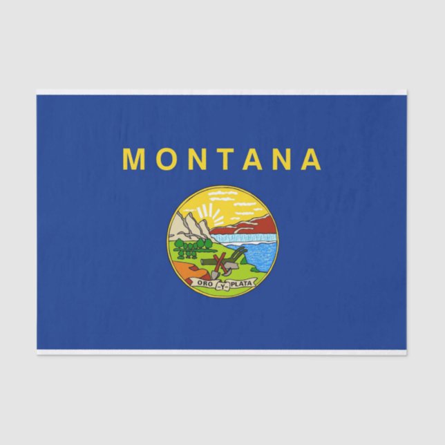 Papier Mousseline Papier de tissu patriotique avec drapeau Montana,  (Recto)