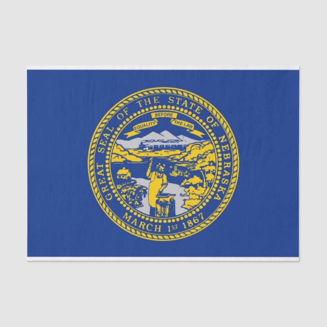 Papier Mousseline Papier de tissu patriotique avec drapeau Nebraska, (Recto)