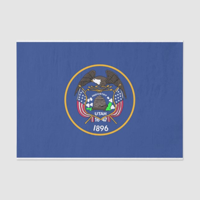 Papier Mousseline Papier de tissu patriotique avec drapeau Utah, Éta (Recto)