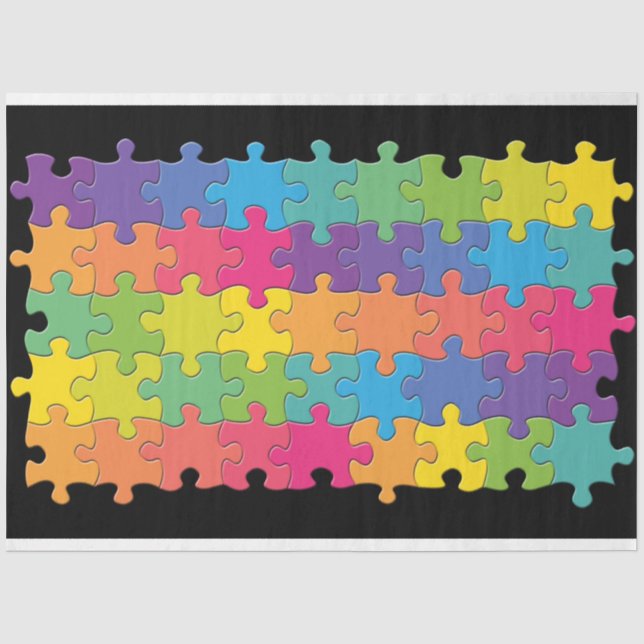 Papier Mousseline papier de tissu pour pièces de puzzle arc-en-ciel (Recto)