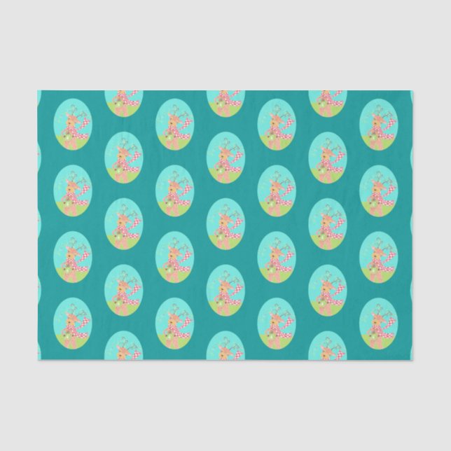 Papier Mousseline Papier de tissu Reindeer motif Holiday (Recto)
