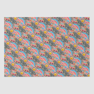 Papier Mousseline Papier de tissu rose, soleil et arc-en-ciel