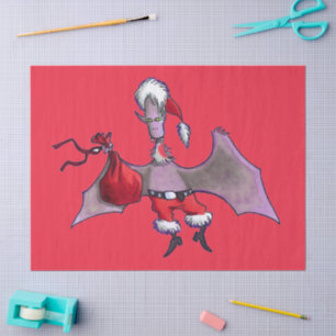 Papier Mousseline Papier de tissu rouge père Noël Bat grand